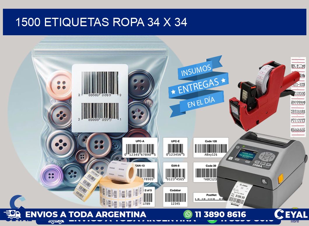 1500 ETIQUETAS ROPA 34 x 34