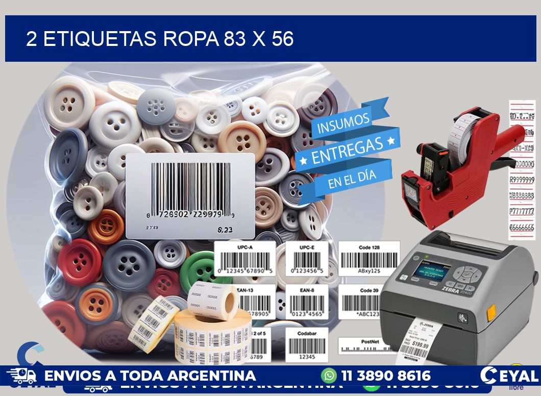 2 ETIQUETAS ROPA 83 x 56