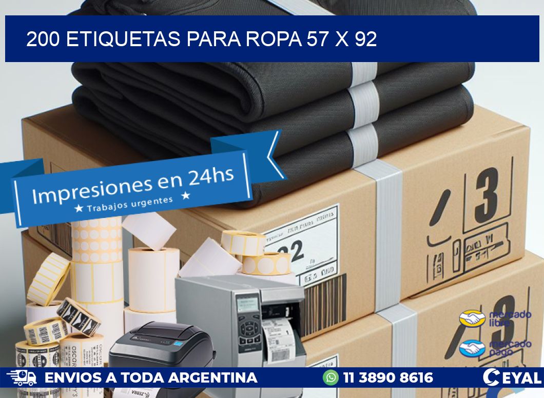 200 ETIQUETAS PARA ROPA 57 x 92