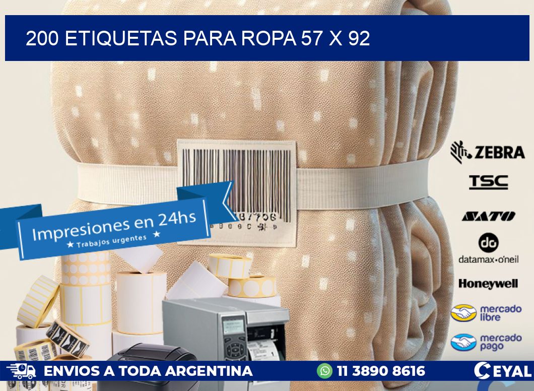 200 ETIQUETAS PARA ROPA 57 x 92