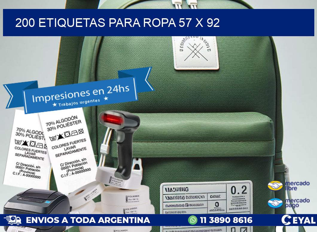 200 ETIQUETAS PARA ROPA 57 x 92