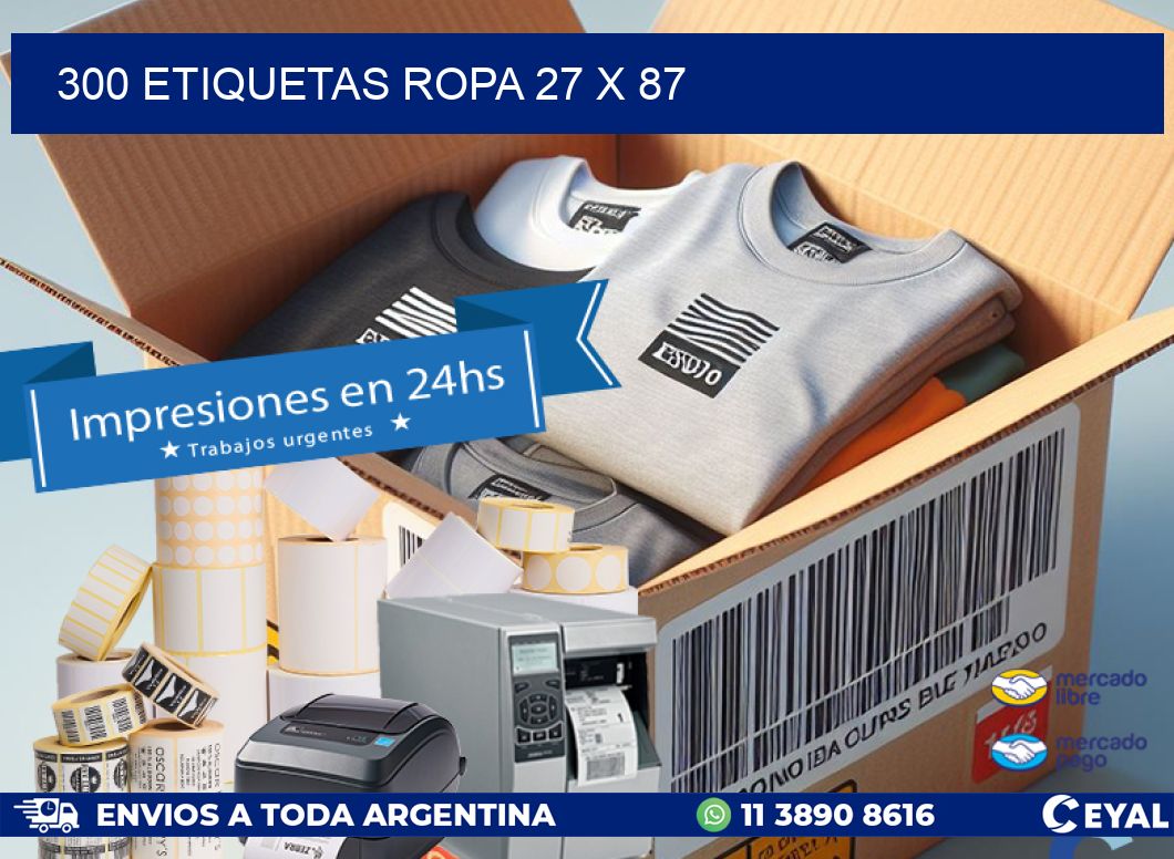 300 ETIQUETAS ROPA 27 x 87