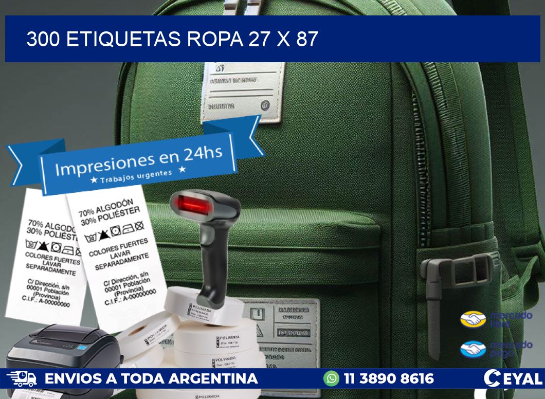 300 ETIQUETAS ROPA 27 x 87
