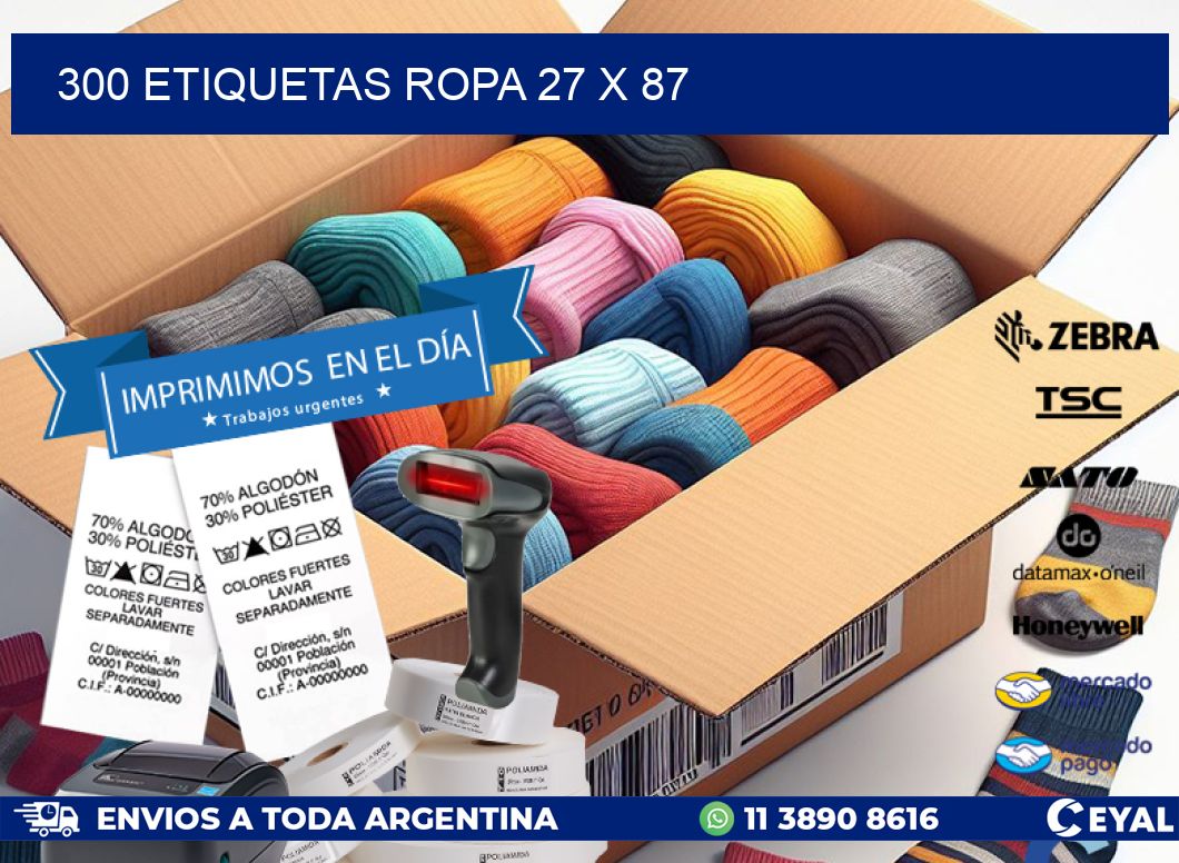 300 ETIQUETAS ROPA 27 x 87
