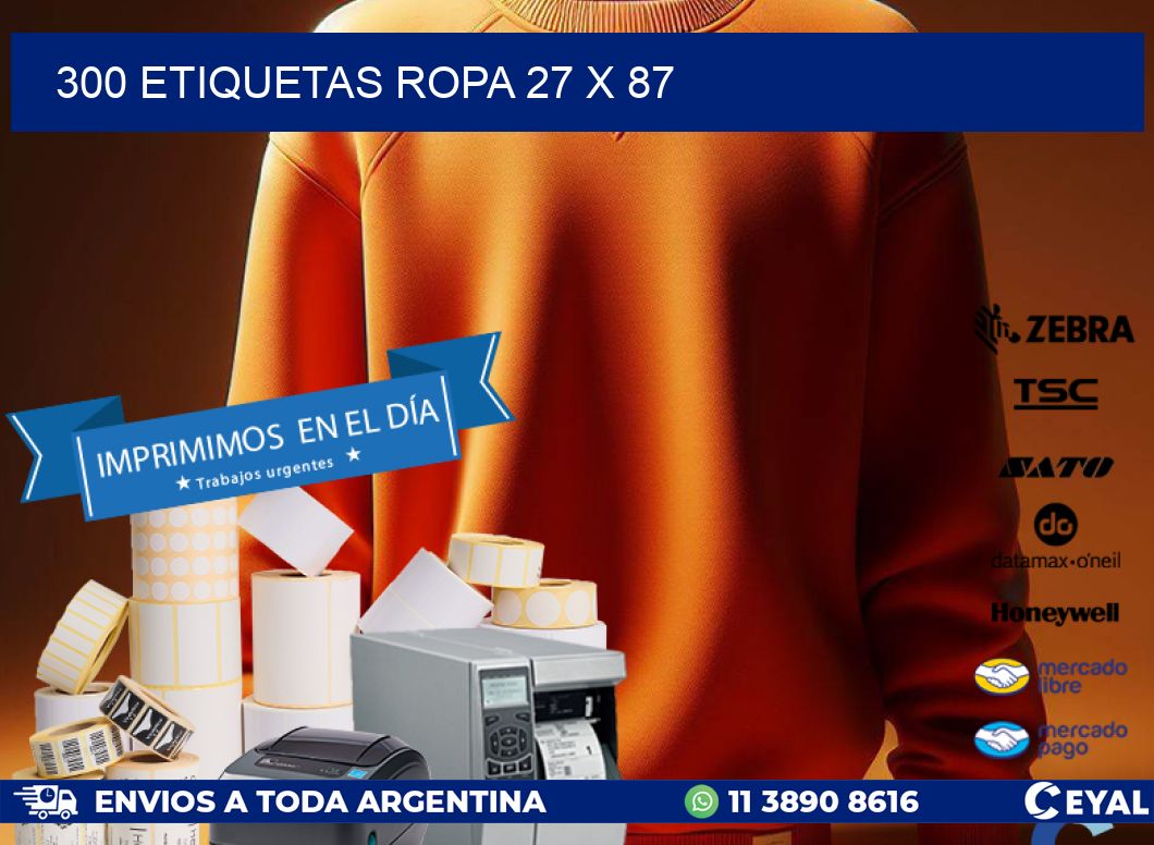 300 ETIQUETAS ROPA 27 x 87