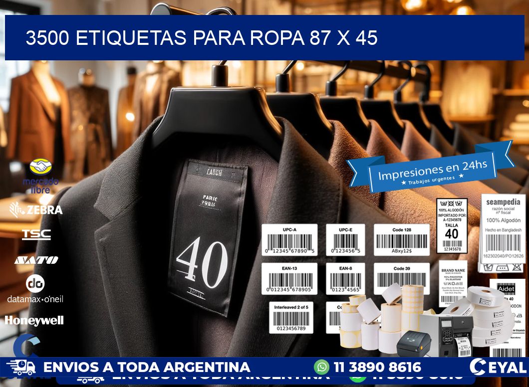 3500 ETIQUETAS PARA ROPA 87 x 45
