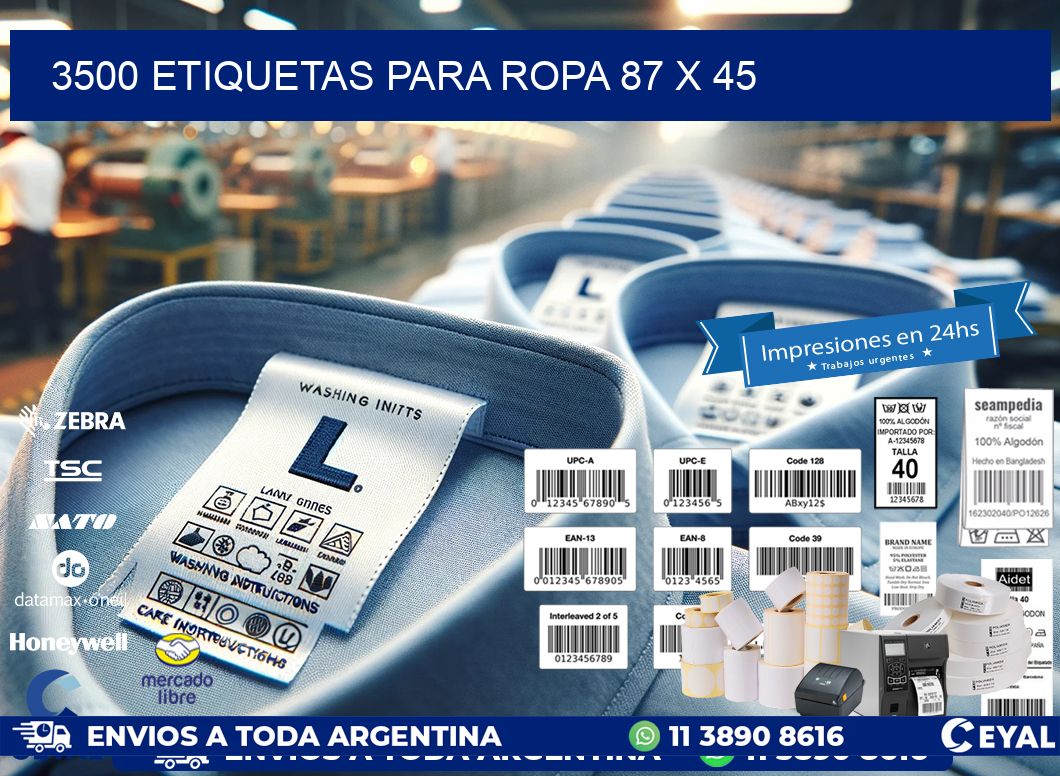 3500 ETIQUETAS PARA ROPA 87 x 45
