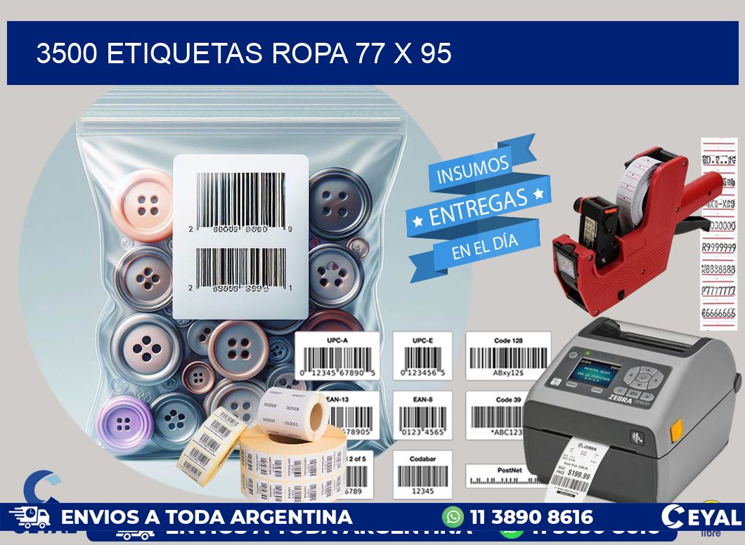 3500 ETIQUETAS ROPA 77 x 95