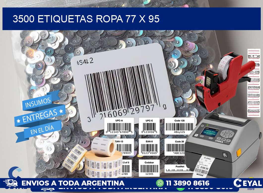3500 ETIQUETAS ROPA 77 x 95