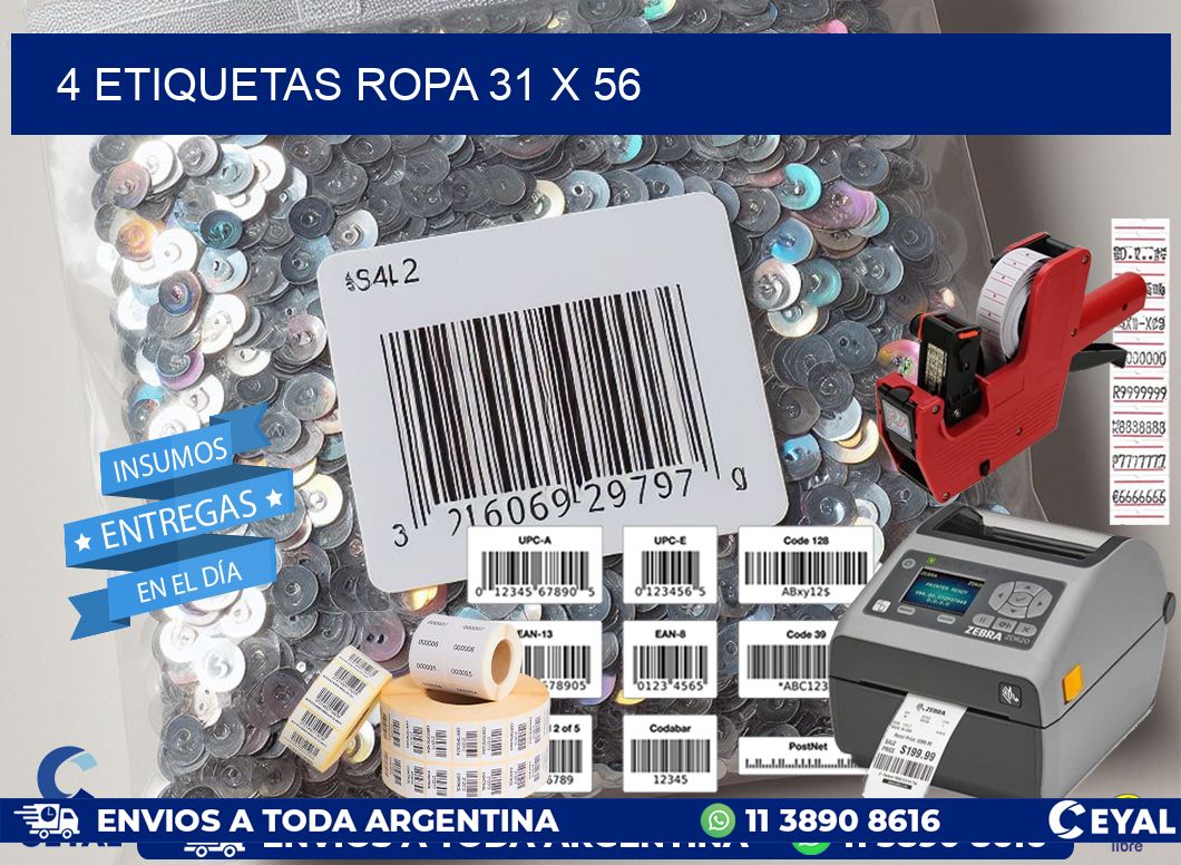 4 ETIQUETAS ROPA 31 x 56