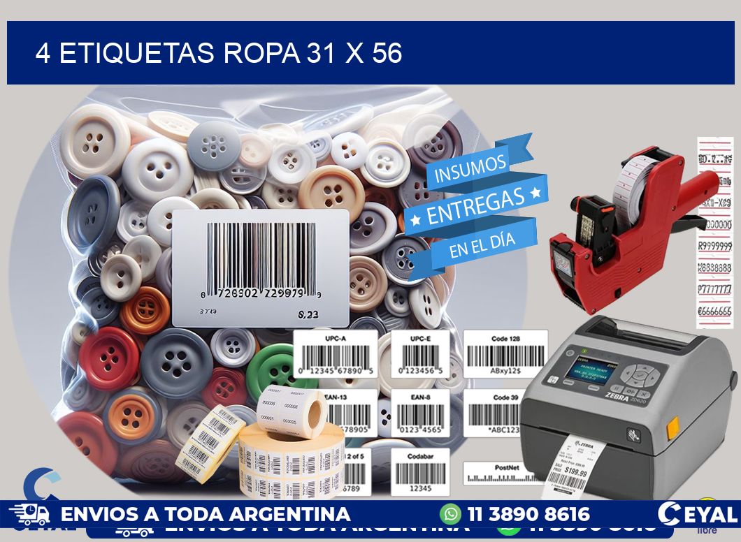 4 ETIQUETAS ROPA 31 x 56