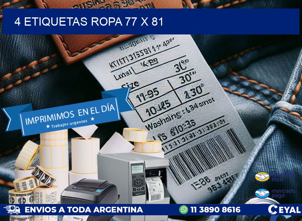 4 ETIQUETAS ROPA 77 x 81