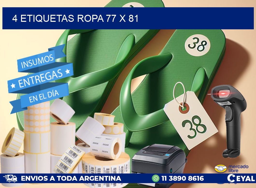 4 ETIQUETAS ROPA 77 x 81