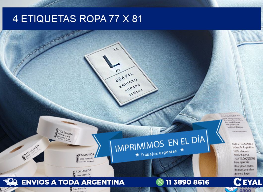 4 ETIQUETAS ROPA 77 x 81