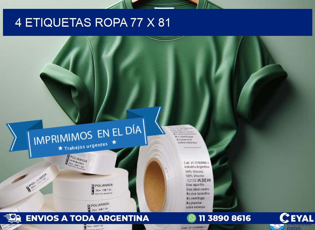 4 ETIQUETAS ROPA 77 x 81