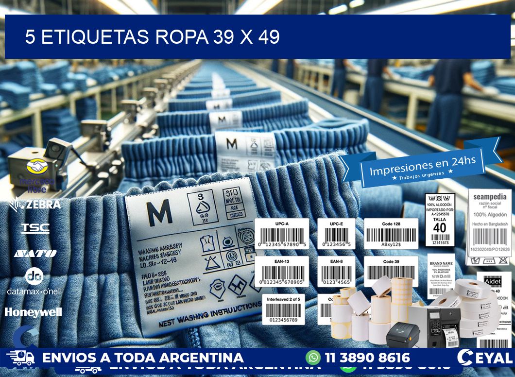 5 ETIQUETAS ROPA 39 x 49