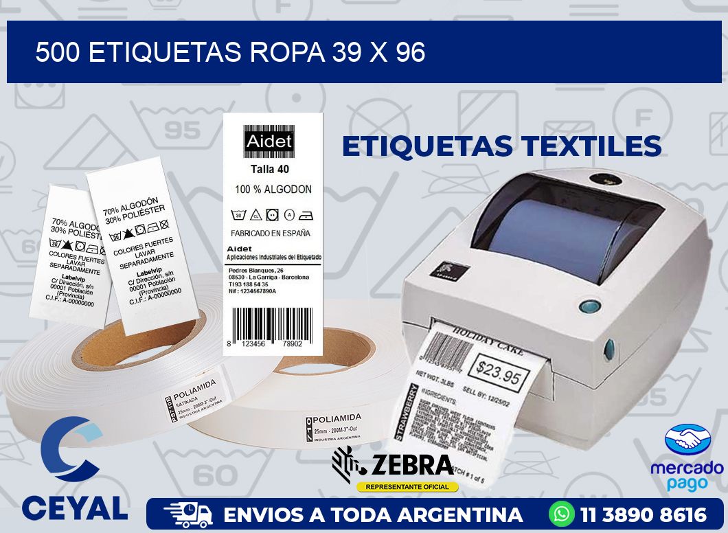 500 ETIQUETAS ROPA 39 x 96