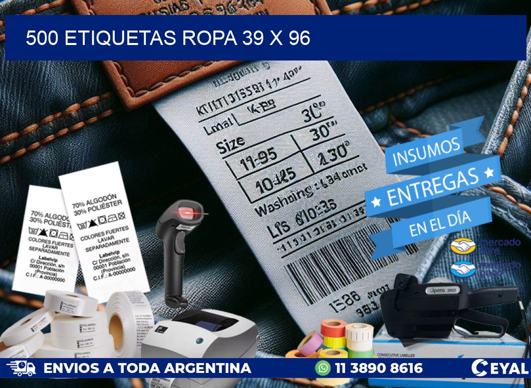500 ETIQUETAS ROPA 39 x 96