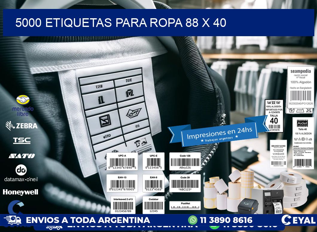 5000 ETIQUETAS PARA ROPA 88 x 40