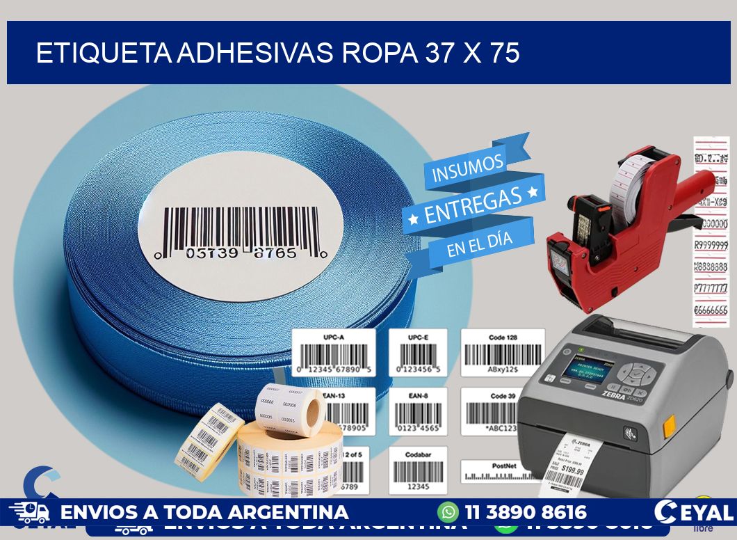ETIQUETA ADHESIVAS ROPA 37 x 75