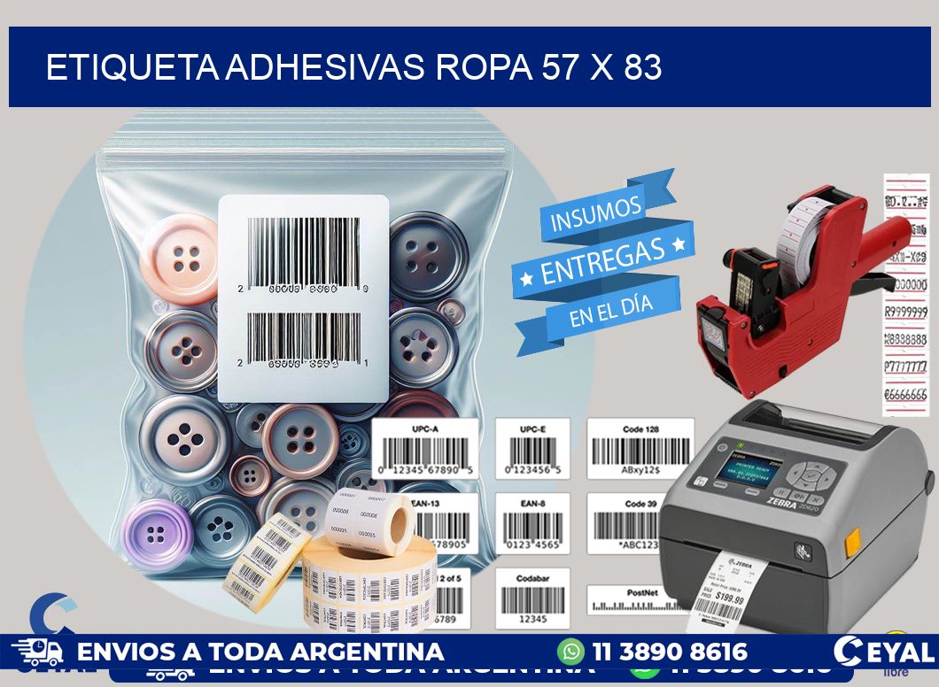 ETIQUETA ADHESIVAS ROPA 57 x 83
