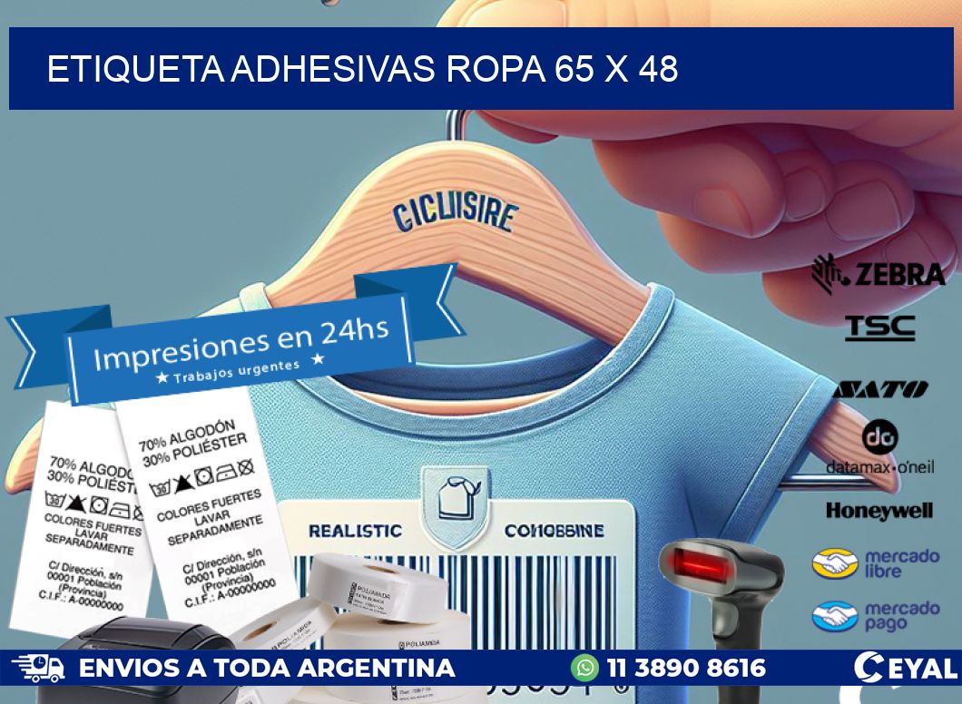 ETIQUETA ADHESIVAS ROPA 65 x 48