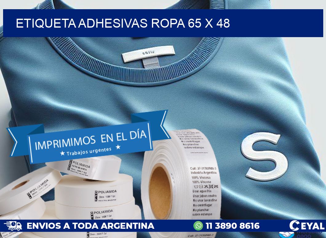 ETIQUETA ADHESIVAS ROPA 65 x 48