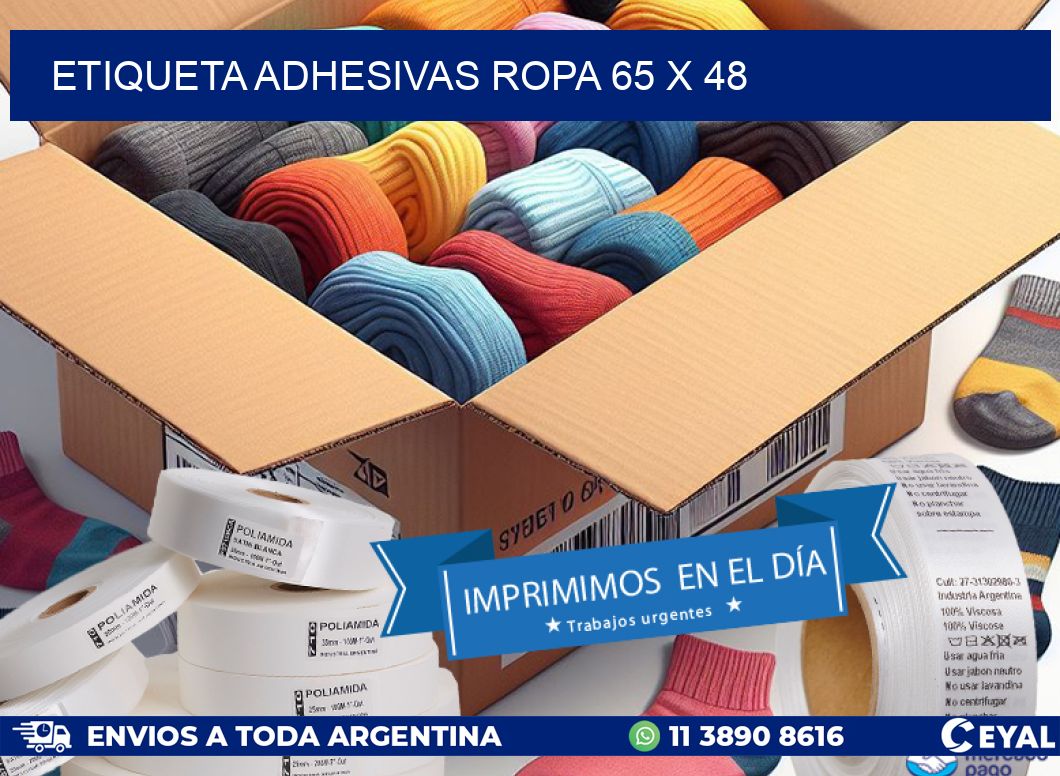 ETIQUETA ADHESIVAS ROPA 65 x 48
