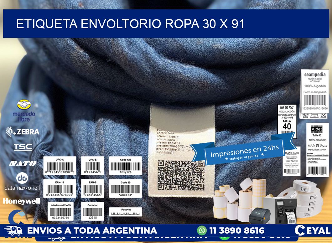 ETIQUETA ENVOLTORIO ROPA 30 x 91