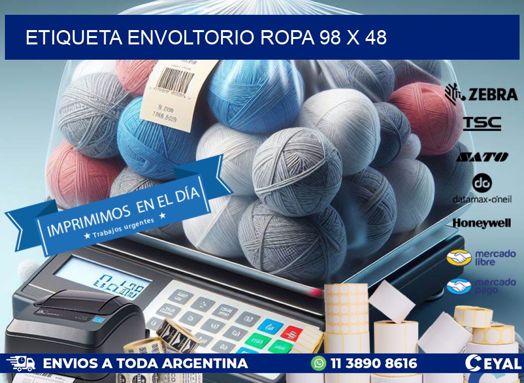 ETIQUETA ENVOLTORIO ROPA 98 x 48