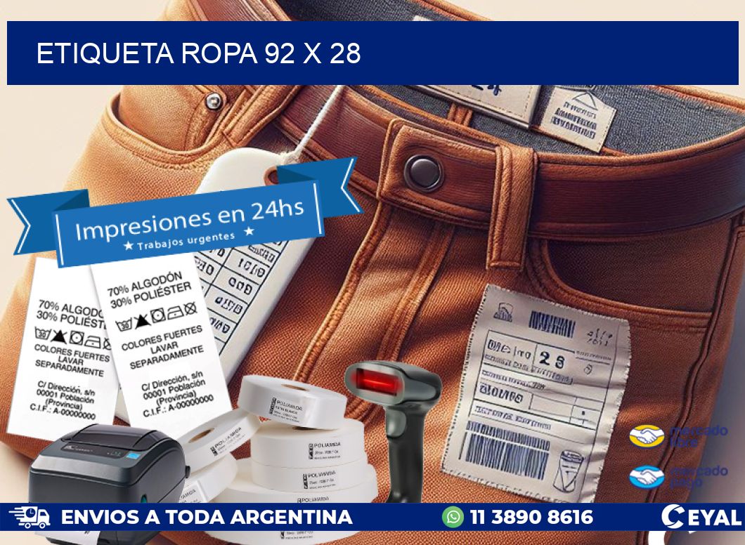 ETIQUETA ROPA 92 x 28