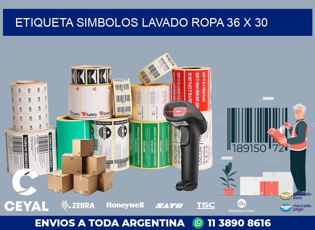 ETIQUETA SIMBOLOS LAVADO ROPA 36 x 30