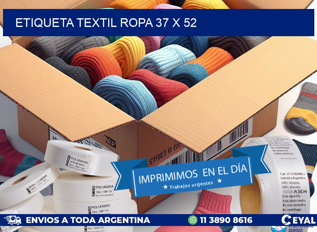 ETIQUETA TEXTIL ROPA 37 x 52