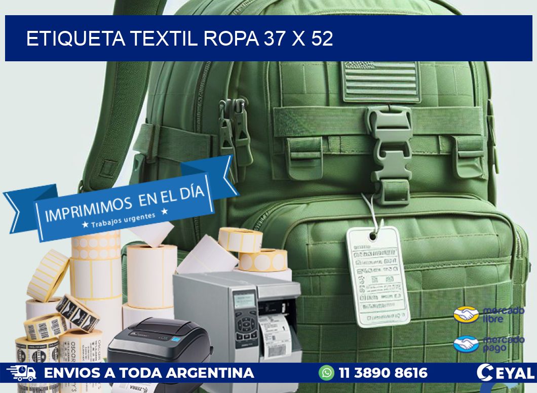 ETIQUETA TEXTIL ROPA 37 x 52