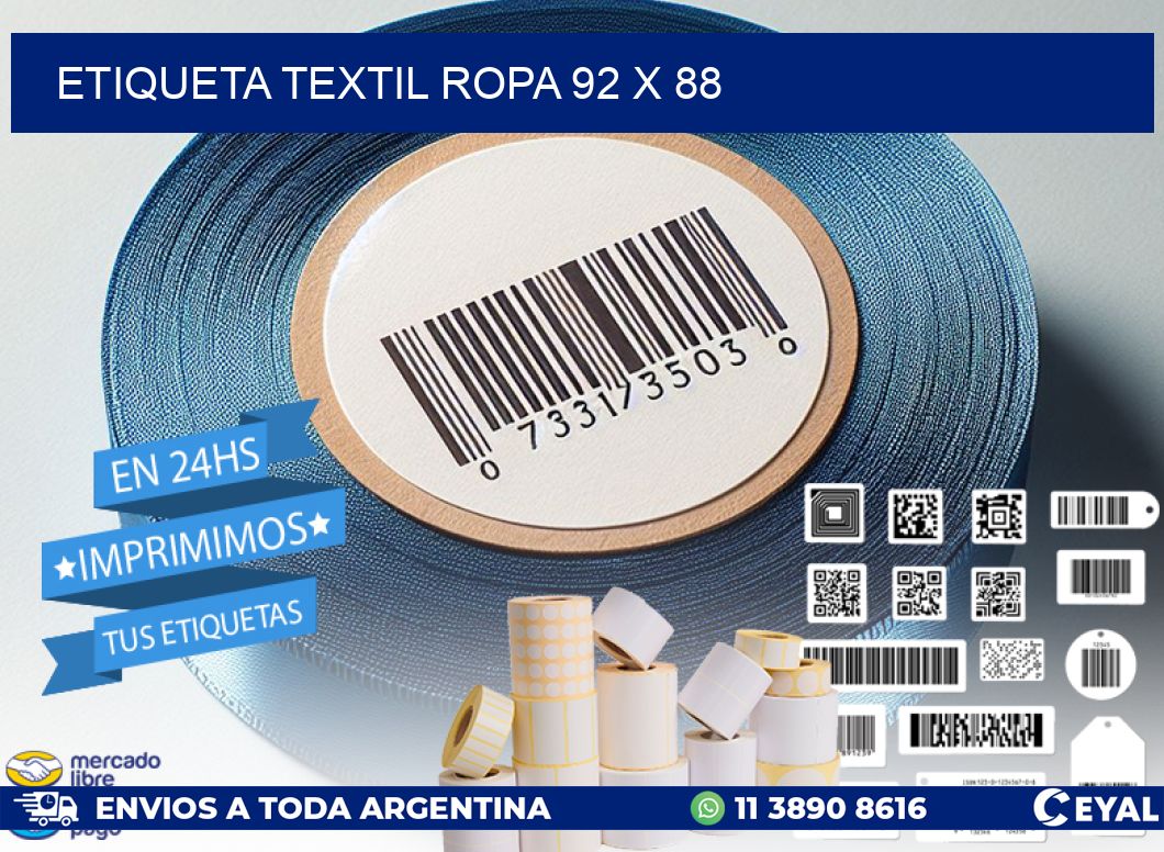 ETIQUETA TEXTIL ROPA 92 x 88