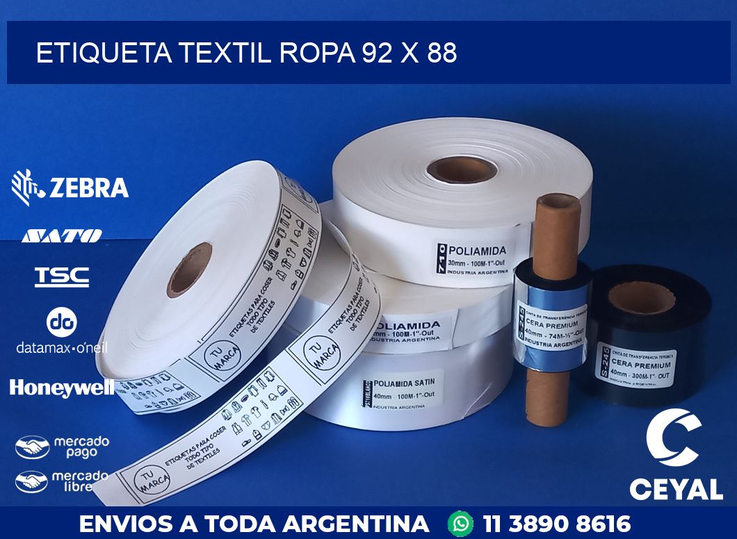 ETIQUETA TEXTIL ROPA 92 x 88