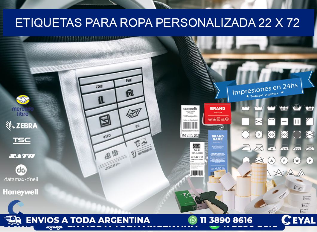ETIQUETAS PARA ROPA PERSONALIZADA 22 x 72