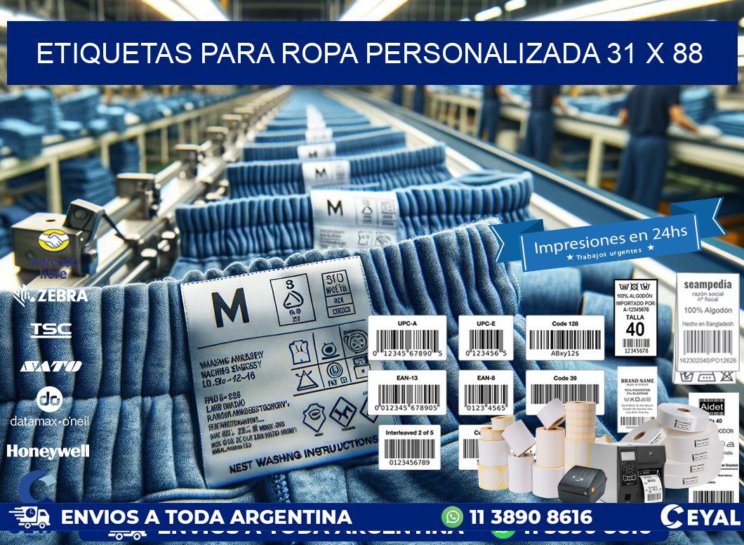 ETIQUETAS PARA ROPA PERSONALIZADA 31 x 88
