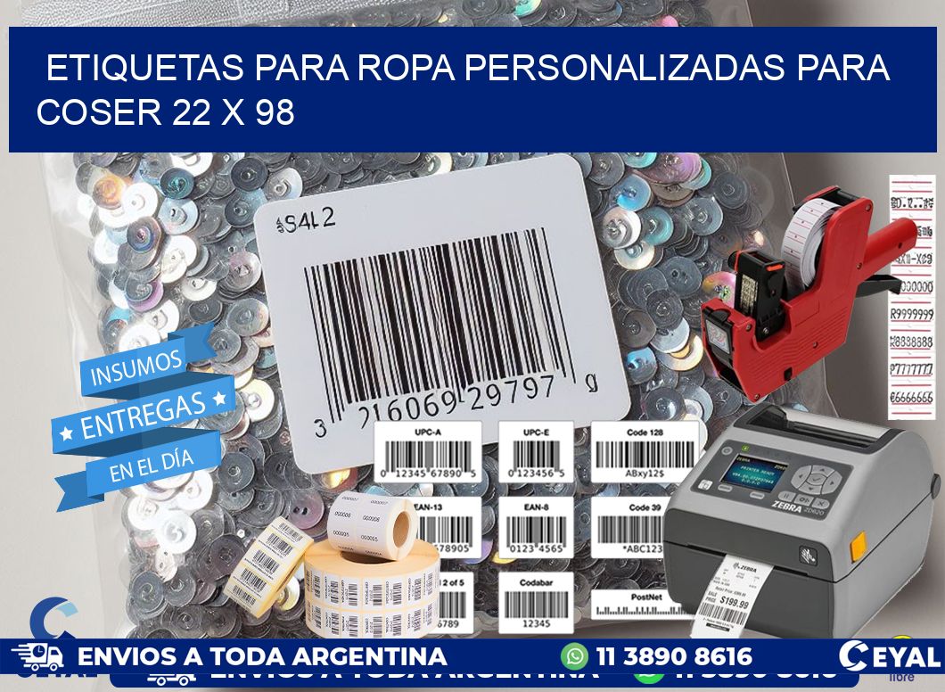 ETIQUETAS PARA ROPA PERSONALIZADAS PARA COSER 22 x 98