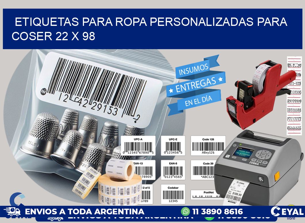 ETIQUETAS PARA ROPA PERSONALIZADAS PARA COSER 22 x 98