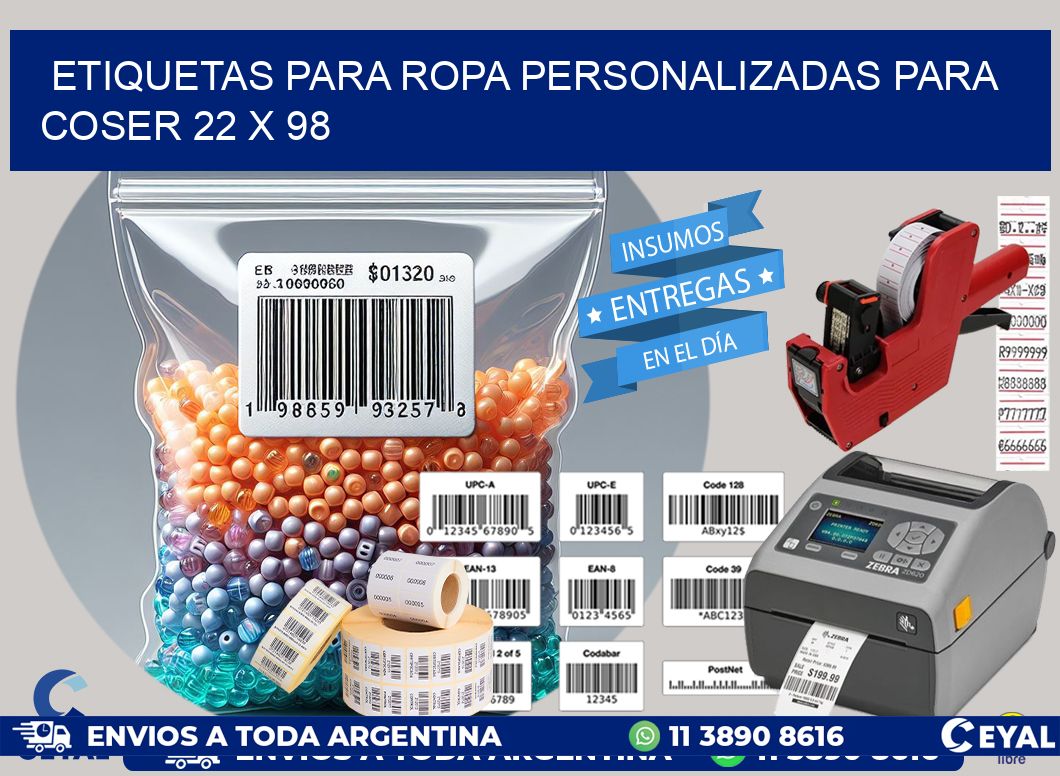 ETIQUETAS PARA ROPA PERSONALIZADAS PARA COSER 22 x 98