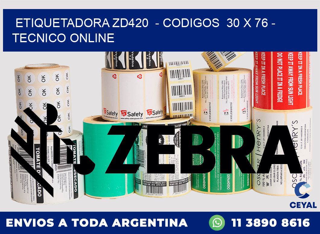 ETIQUETADORA ZD420  - CODIGOS  30 x 76 - TECNICO ONLINE