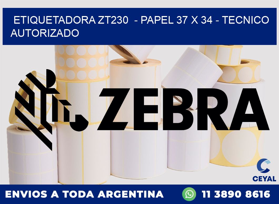 ETIQUETADORA ZT230 - PAPEL 37 x 34 - TECNICO AUTORIZADO