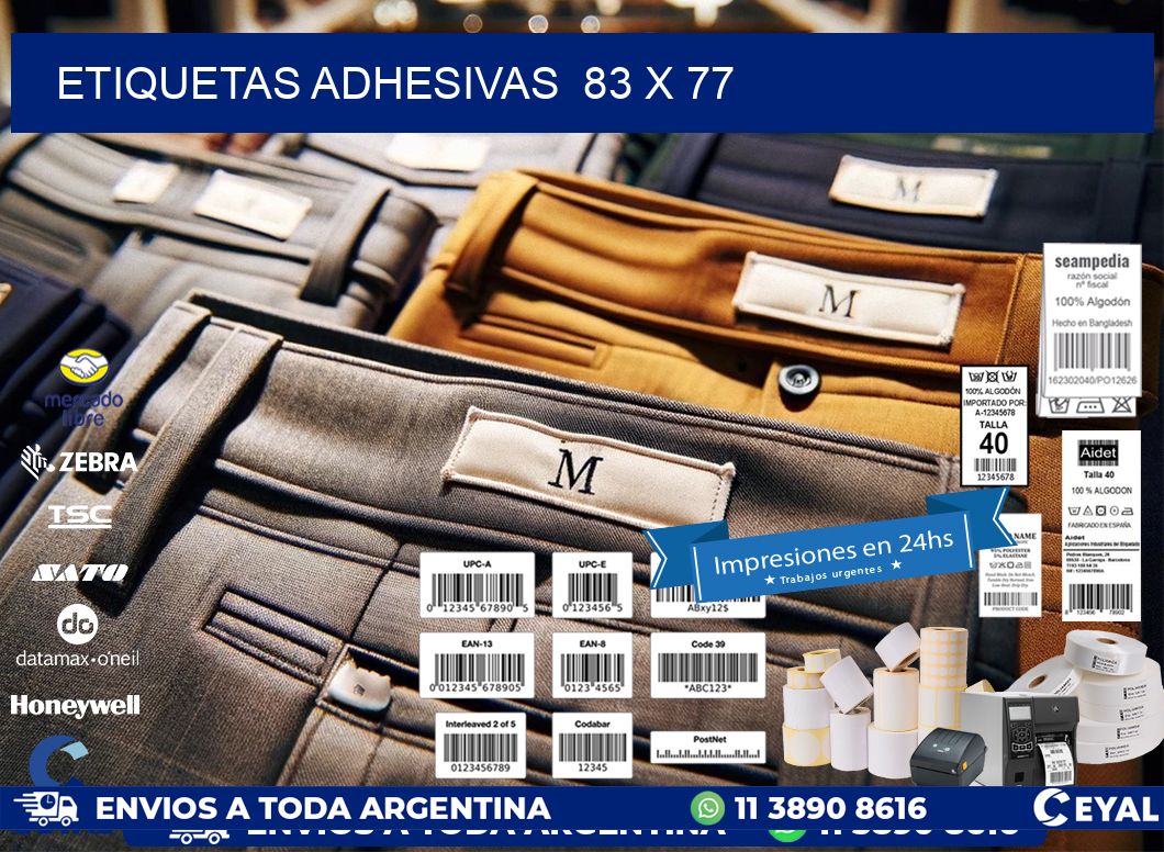 ETIQUETAS ADHESIVAS  83 x 77