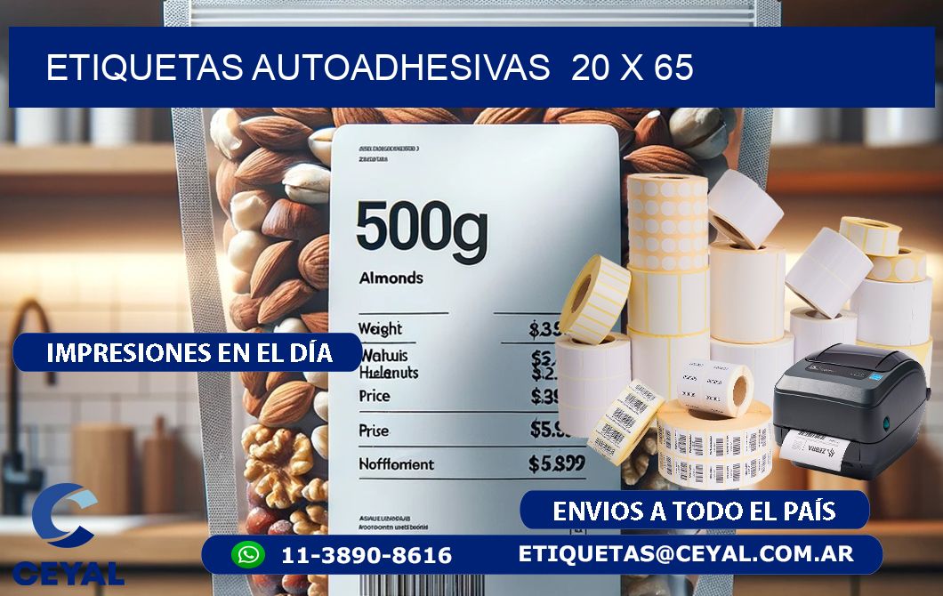 ETIQUETAS AUTOADHESIVAS  20 x 65