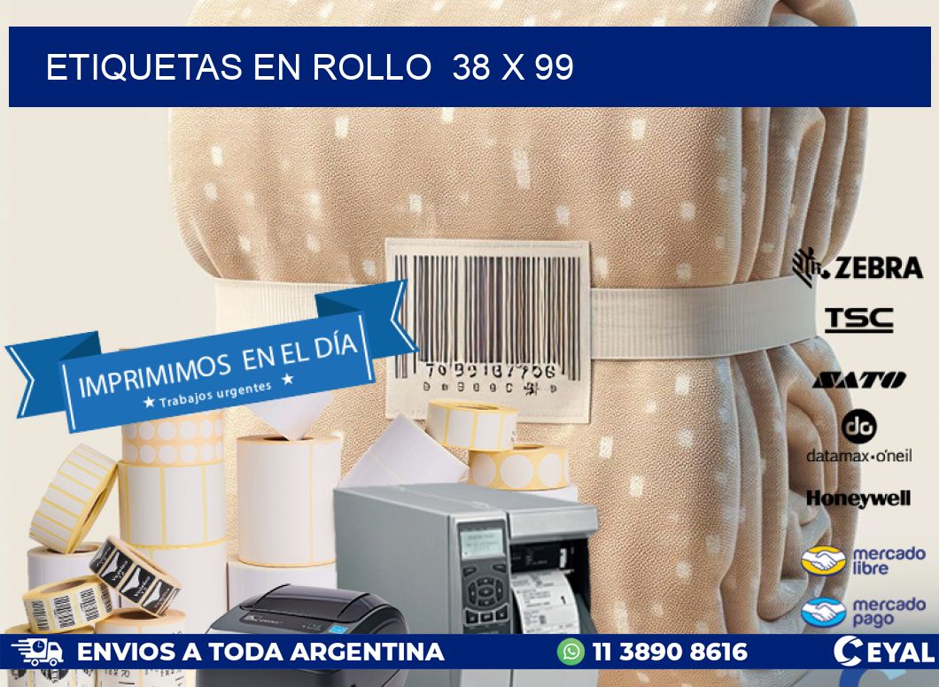 ETIQUETAS EN ROLLO  38 x 99