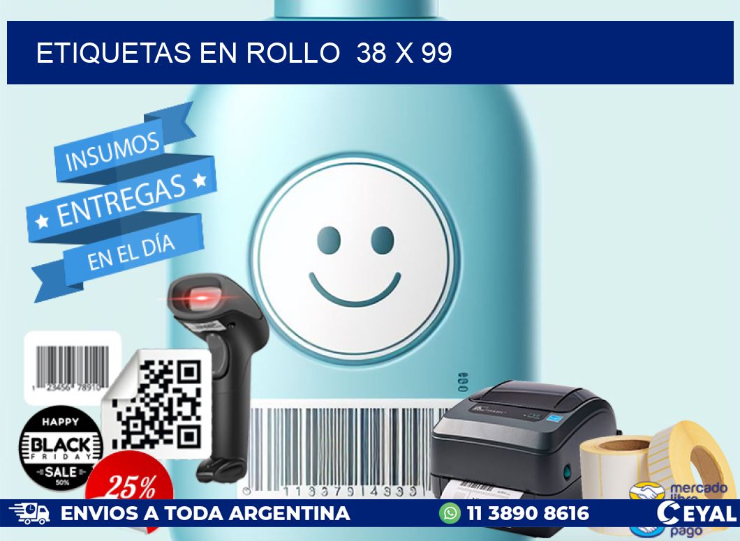ETIQUETAS EN ROLLO  38 x 99
