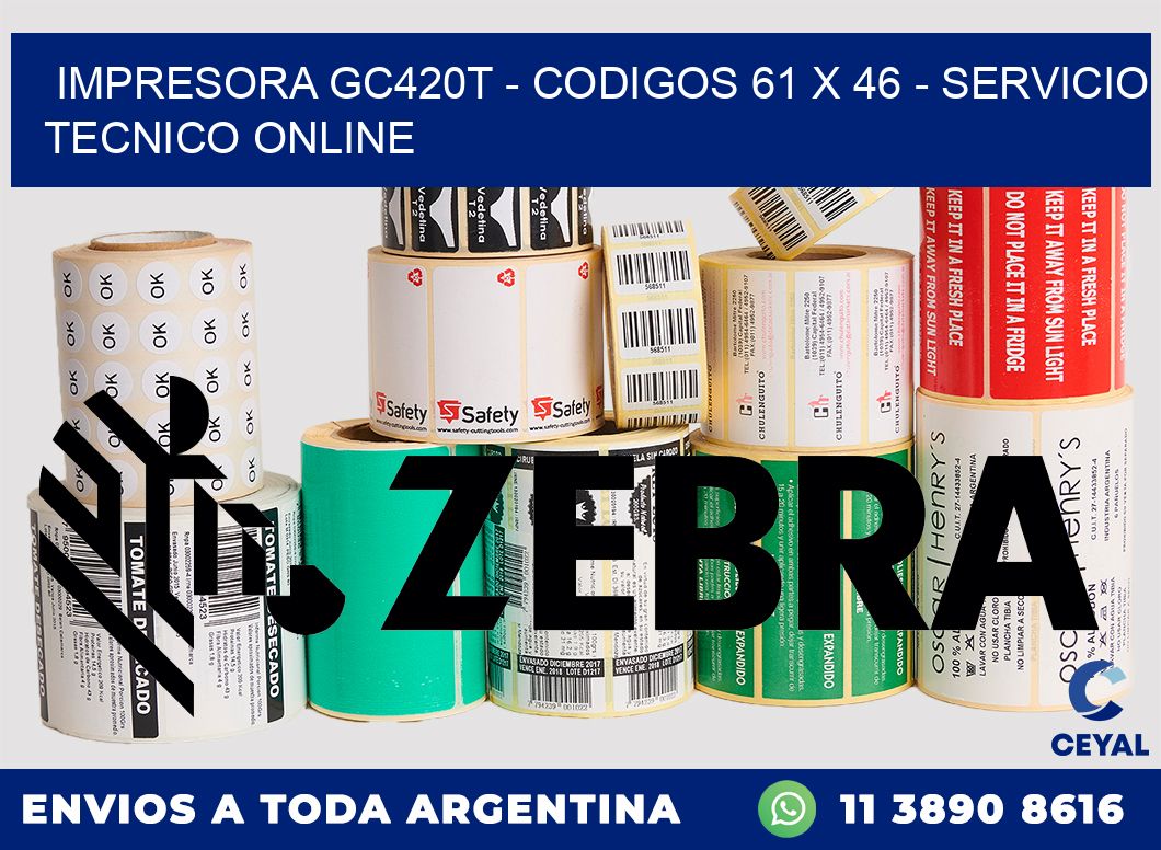 IMPRESORA GC420T - CODIGOS 61 x 46 - SERVICIO TECNICO ONLINE