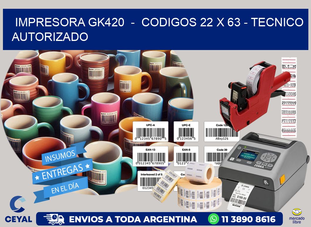 IMPRESORA GK420  -  CODIGOS 22 x 63 - TECNICO AUTORIZADO