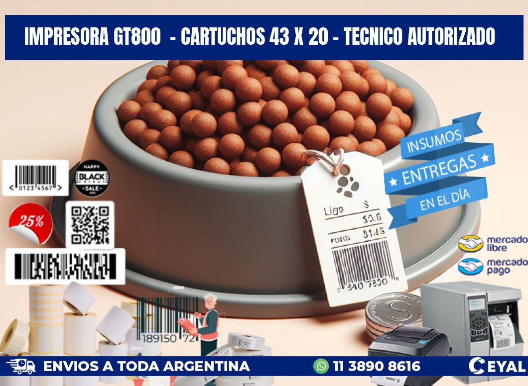 IMPRESORA GT800  - CARTUCHOS 43 x 20 - TECNICO AUTORIZADO